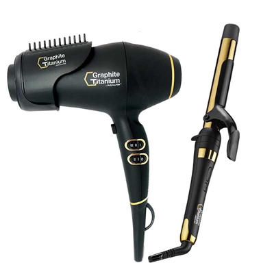 BaBylissPRO - Graphite Titanium Hairdryer Curling Iron Duo