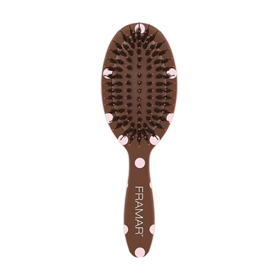 Framar - (30014) Detangling Brush - Pink Dots on Chocolate