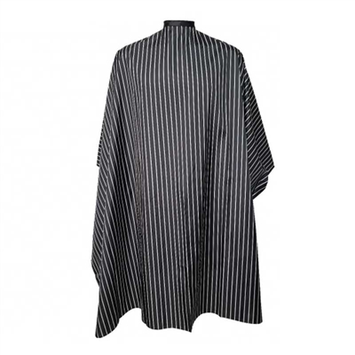 H&R - Barber Cape - Black with White Stripes - Hook