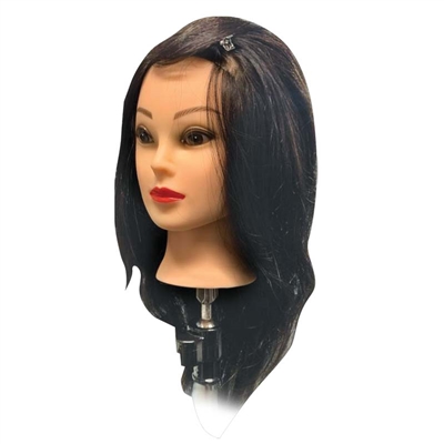 H&R - Female Mannequin Black Human Hair with Holder - 18in