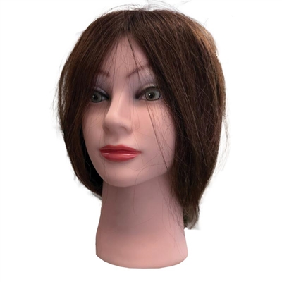 H&R - Female Mannequin Brown Human Hair with Holder - 18in