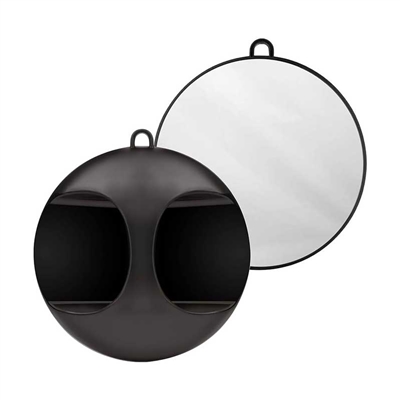 H&R - Black Round Mirror With Back Handle